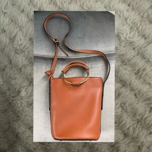Leather Milie Blanco Crossbody in Cognac with Gold Ring Handle